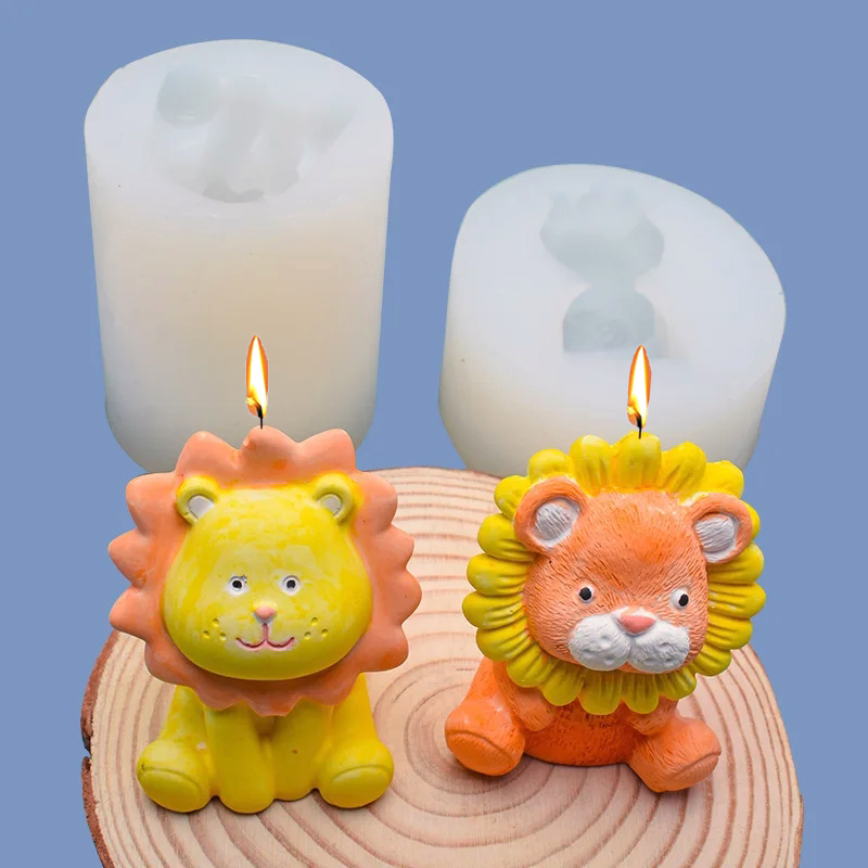 Model Kit Cement - Cute Lion Silicone Candle Mold 3D
